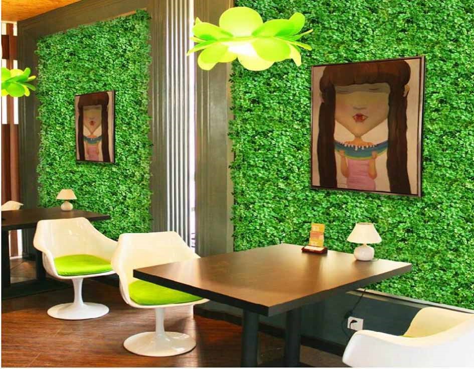 Trang trí tường lá cây giả giảm bớt tính đơn điệu cho bức tường