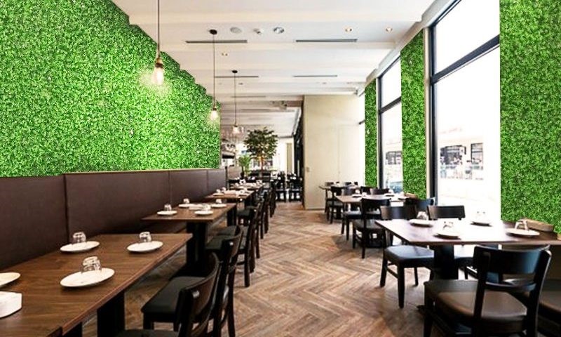 Cỏ nhựa tấm dán tường trang trí