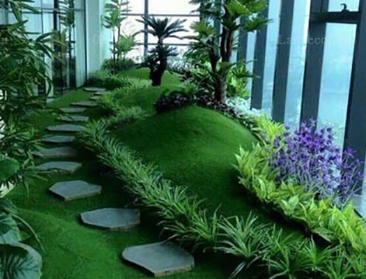 Cỏ nhựa nhân tạo trang trí tiểu cảnh trong gia đình