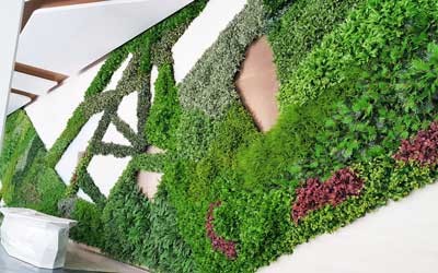 Công trình tường cây giả kết hợp nhiều yếu tố